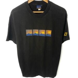 Vintage 1999 Split Skateboard Co Adventure Series Black Double Sided T Shirt L